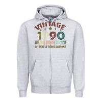 Heather Grey Vintage 1990 Limited Edition 31 Years Of Being Awesome Zipper Hoodie - Bettercallsaul