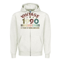 Oatmeal Heather Vintage 1990 Limited Edition 31 Years Of Being Awesome Zipper Hoodie - Bettercallsaul