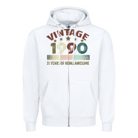 White Vintage 1990 Limited Edition 31 Years Of Being Awesome Zipper Hoodie - Bettercallsaul