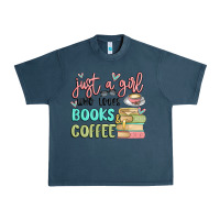 Midnight Navy just a girl who loves books and coffee Urban Heavy Tee - MaliasSmallBusiness