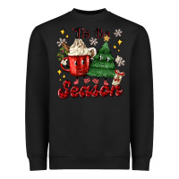 Black 'tis the season with christmas tree and hot cocoa Heavyweight Sweatshirt - MaliasSmallBusiness