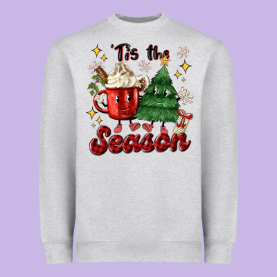 'tis The Season With Christmas Tree And Hot Cocoa Heavyweight Sweatshirt Designed By Maliassmallbusiness