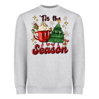 Heather Grey 'tis the season with christmas tree and hot cocoa Heavyweight Sweatshirt - MaliasSmallBusiness
