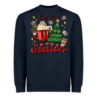 Navy 'tis the season with christmas tree and hot cocoa Heavyweight Sweatshirt - MaliasSmallBusiness