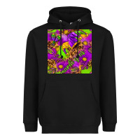 Black Mardi Gras and jester hat seamless pattern Heavyweight Hoodie - HowdyJamesFarm