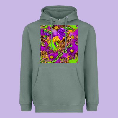 Mardi Gras And Jester Hat Seamless Pattern Heavyweight Hoodie Designed By Howdyjamesfarm