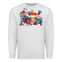 Oatmeal Heather Lacrosse coffee cups Premium Sweatshirt - HowdyJamesFarm