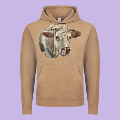 Charolais Cattle Face Vintage Hoodie Designed By Lillyallendesigns
