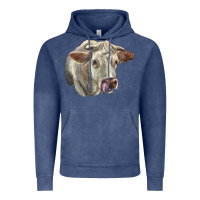 Vintage Denim Charolais Cattle Face Vintage Hoodie - LillyAllenDesigns