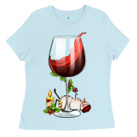 Baby Blue christmas wine glass Ladies Tee - FaDigitalArtStudio