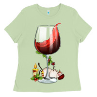 Matcha christmas wine glass Ladies Tee - FaDigitalArtStudio