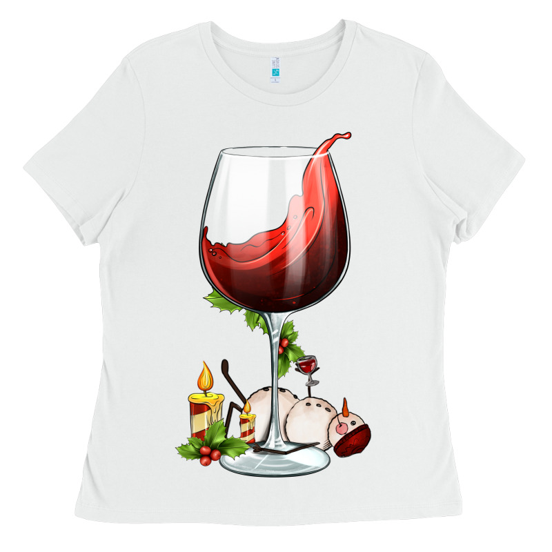 Christmas Wine Glass Ladies Tee by FaDigitalArtStudio | Teevron