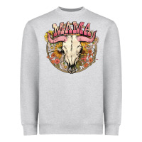 Heather Grey bullskull mama Heavyweight Sweatshirt - NancyCooperArtShop