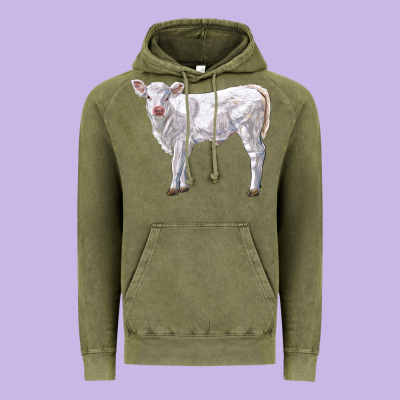 Charolais Calf Vintage Hoodie Designed By Lillyallendesigns