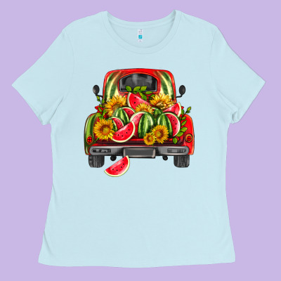 Watermelon And Truck Ladies Tee Designed By Hra Design Shop