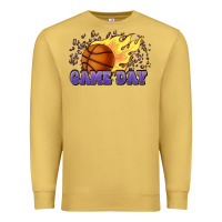 Antique Gold game day basketball leopard flames fireball Premium Sweatshirt - HowdyJamesFarm