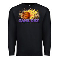Black game day basketball leopard flames fireball Premium Sweatshirt - HowdyJamesFarm