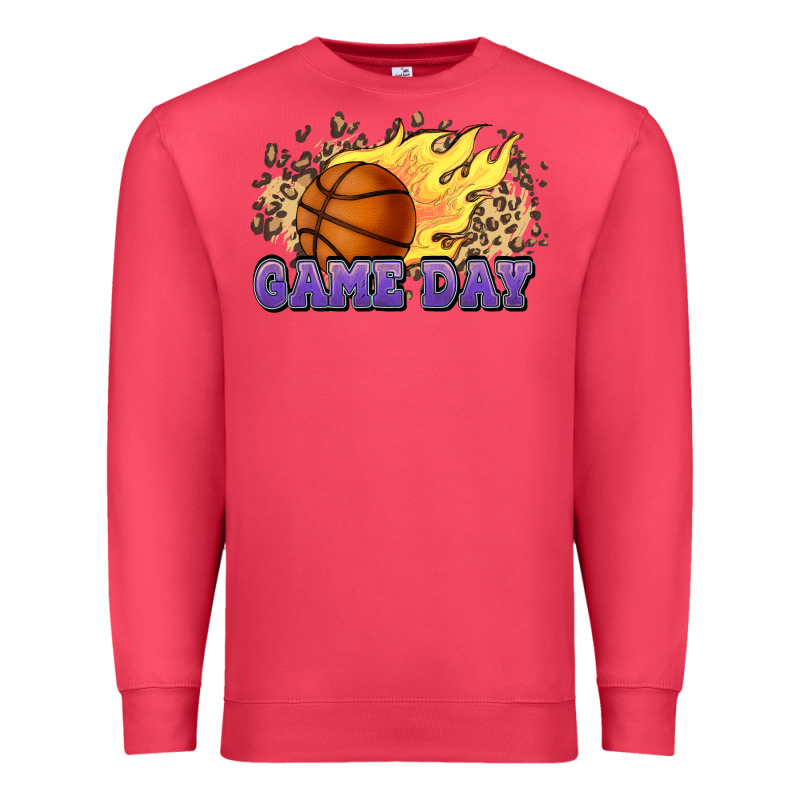 Game Day Basketball Leopard Flames Fireball Premium Sweatshirt by HowdyJamesFarm | Teevron