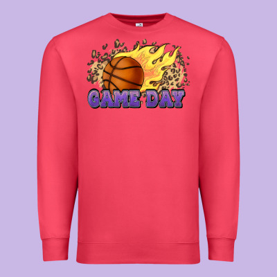 Game Day Basketball Leopard Flames Fireball Premium Sweatshirt Designed By Howdyjamesfarm