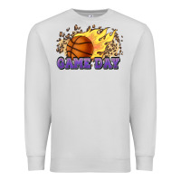 Dove Grey game day basketball leopard flames fireball Premium Sweatshirt - HowdyJamesFarm