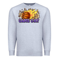 Heather Grey game day basketball leopard flames fireball Premium Sweatshirt - HowdyJamesFarm