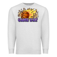 Oatmeal Heather game day basketball leopard flames fireball Premium Sweatshirt - HowdyJamesFarm