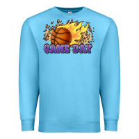 Ocean Blue game day basketball leopard flames fireball Premium Sweatshirt - HowdyJamesFarm
