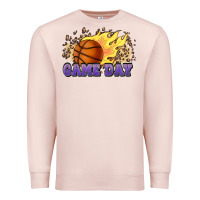 Pale Pink game day basketball leopard flames fireball Premium Sweatshirt - HowdyJamesFarm