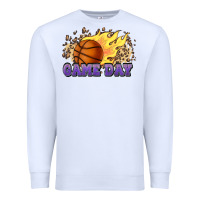 White game day basketball leopard flames fireball Premium Sweatshirt - HowdyJamesFarm