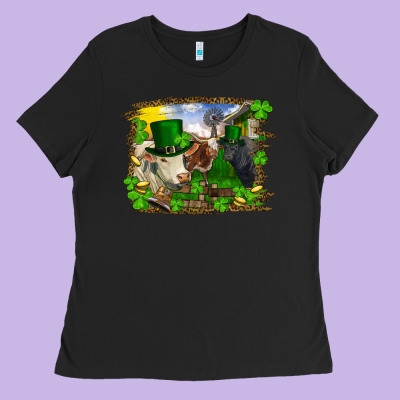 St Patrick's Day Cows Ladies Tee Designed By Ranaportraitstore