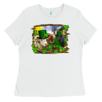 White St patrick's day cows Ladies Tee - RanaPortraitStore