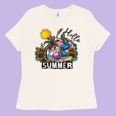 Hello Summer Ladies Tee Designed By Cowhidedigitalart