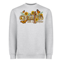 Heather Grey created with a purpose with sunflower and butterfl Heavyweight Sweatshirt - NancyCooperArtShop
