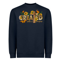 Navy created with a purpose with sunflower and butterfl Heavyweight Sweatshirt - NancyCooperArtShop