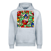 Heather Grey christmas coffee cups bell and candy cane with leopard and plaid Urban Hoodie - BundleAndBundleShop