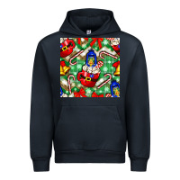 Navy christmas coffee cups bell and candy cane with leopard and plaid Urban Hoodie - BundleAndBundleShop
