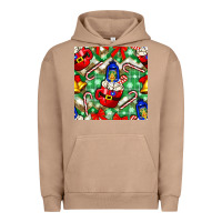 Pigment Burro christmas coffee cups bell and candy cane with leopard and plaid Urban Hoodie - BundleAndBundleShop