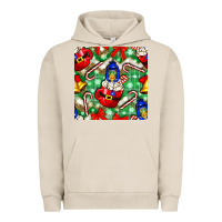 Pigment French Oak christmas coffee cups bell and candy cane with leopard and plaid Urban Hoodie - BundleAndBundleShop