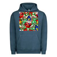 Pigment Midnight Navy christmas coffee cups bell and candy cane with leopard and plaid Urban Hoodie - BundleAndBundleShop