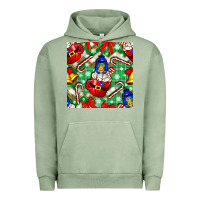 Pigment Oil Green christmas coffee cups bell and candy cane with leopard and plaid Urban Hoodie - BundleAndBundleShop