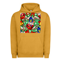Pigment Peanut Butter christmas coffee cups bell and candy cane with leopard and plaid Urban Hoodie - BundleAndBundleShop