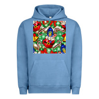 Pigment Pebble Blue christmas coffee cups bell and candy cane with leopard and plaid Urban Hoodie - BundleAndBundleShop