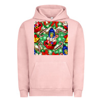 Pigment Salmon christmas coffee cups bell and candy cane with leopard and plaid Urban Hoodie - BundleAndBundleShop
