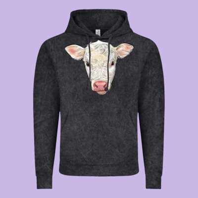 Charolais Calf Face Vintage Hoodie Designed By Lillyallendesigns