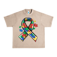 French Oak autism puzzle ribbon Urban Heavy Tee - MaliasSmallBusiness