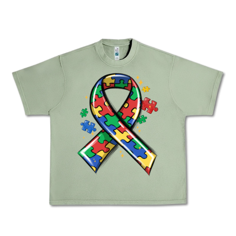 Autism Puzzle Ribbon Urban Heavy Tee by MaliasSmallBusiness | Teevron