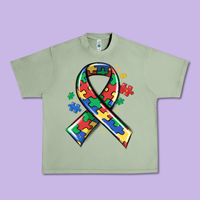 Autism Puzzle Ribbon Urban Heavy Tee Designed By Maliassmallbusiness