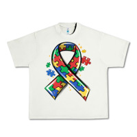 Pistachio autism puzzle ribbon Urban Heavy Tee - MaliasSmallBusiness