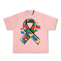Salmon autism puzzle ribbon Urban Heavy Tee - MaliasSmallBusiness