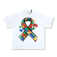 White autism puzzle ribbon Urban Heavy Tee - MaliasSmallBusiness